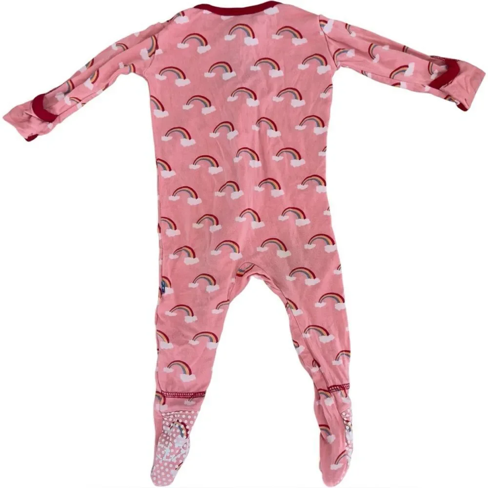 Kickee Pants Rainbow Print Long Sleeve Zip Front One Piece Footie. 3-6 Months.
